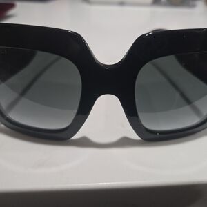 Gucci GG0102S 001 Oversized Black Sunglasses with Sparkles Arms